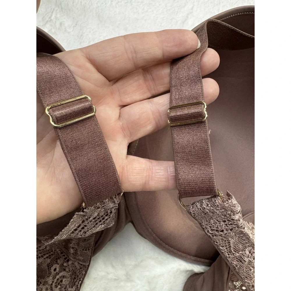 New Third Love 24/7 Lace Detail T-Shirt Bra Smooth‎ Cup Underwire Taupe 48D